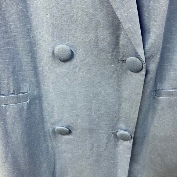 Steve Madden Women's Baldwin Blazer L Blue Rayon Linen Spring 90's Boxy Relaxed - Picture 3 of 16